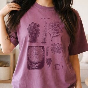 Vintage Botanical Engravings Graphic Tee Plant Science Art
